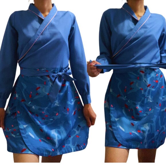 Blue wrap around dress by R.A.F (Rich and Famous) Brand - Picture 4 of 7